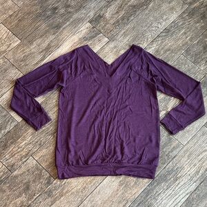 Women's Long Sleeve V-Neck Top - Purple